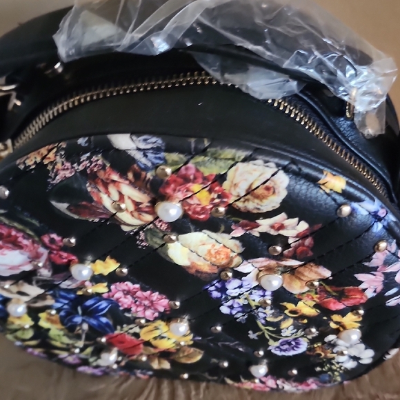 Floral Mini Bag with Pearl Accents - Picture 2 of 5